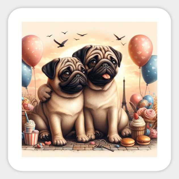 Pug Dog Friends Sticker by allaboutpugdogs 